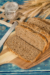 Sliced traditional wholemeal bread.