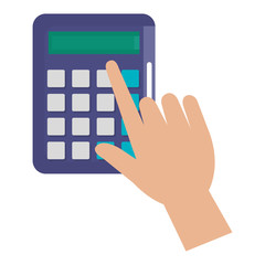 hand using calculator math device icon vector illustration design
