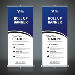 Wall Mural - Roll up banner design template, vertical, abstract background, pull up design, modern x-banner, rectangle size. 