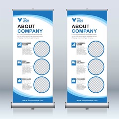 Wall Mural - Roll up banner design template, vertical, abstract background, pull up design, modern x-banner, rectangle size. 