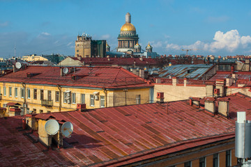 Roofs of the old center of St. Petersburg, Russia.