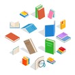 Isometric book icons set. Universal book icons to use for web and mobile UI, set of basic book elements isolated vector illustration