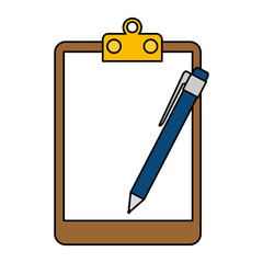 Poster - pen supply with clipboard vector illustration design