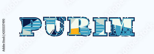 Fotomural Purim Concept Word Art Illustration