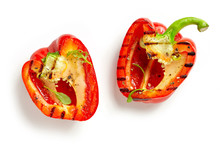 grilled paprika on white background