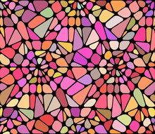 Vector Background With A Red Broken Stained Glass.  Broken Window