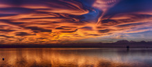 Amazing Lenticular Clouds At The Sunset