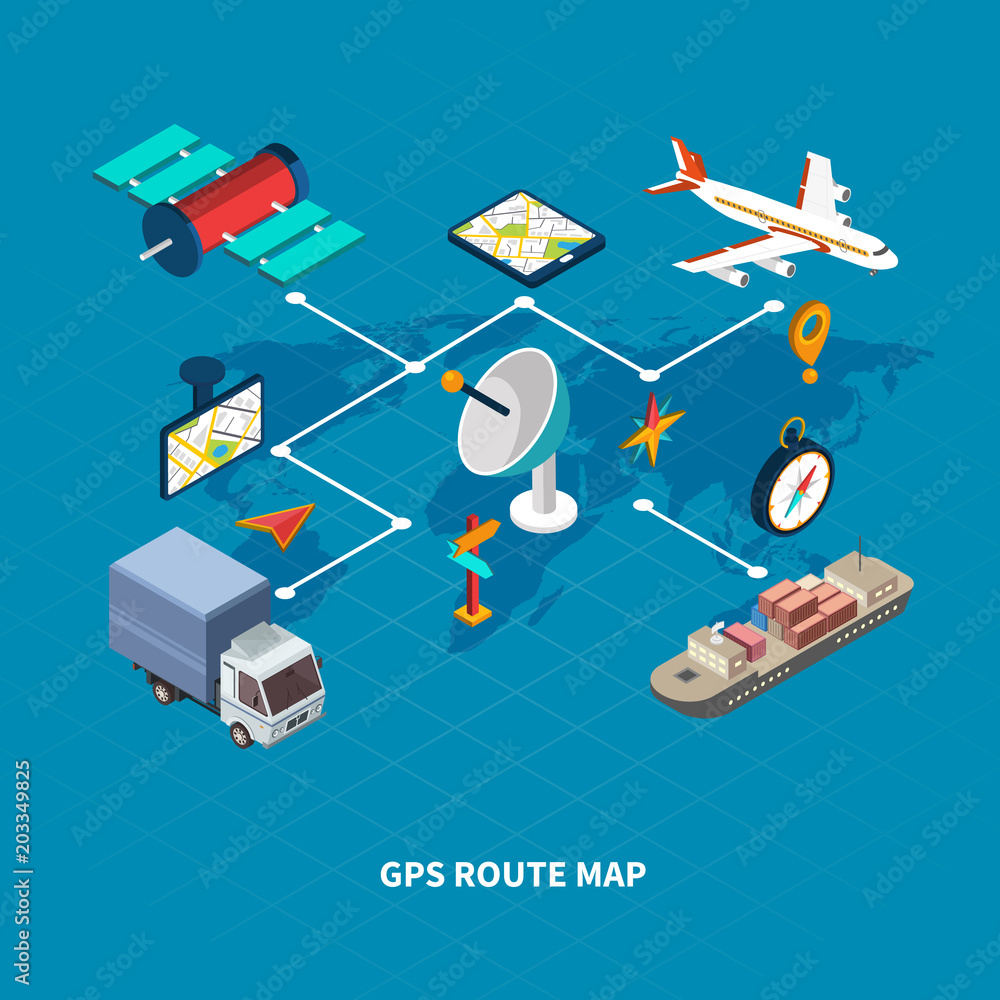 GPS Route Map Flowchart Stock Vector | Adobe Stock
