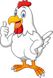 Fototapeta Pokój dzieciecy - Cartoon happy hen giving thumbs up