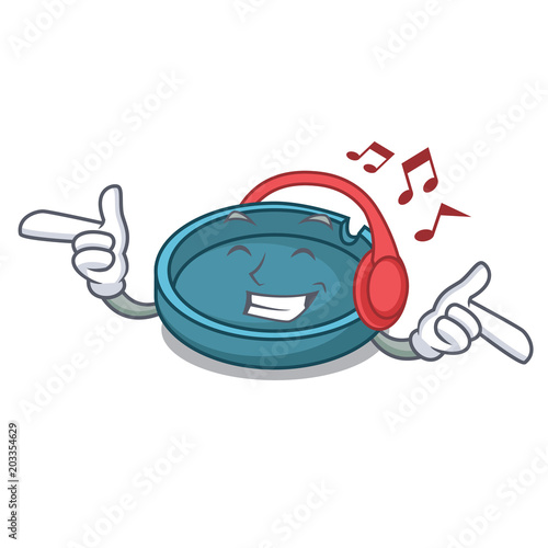 Fotografie, Tablou Listening music ashtray mascot cartoon style