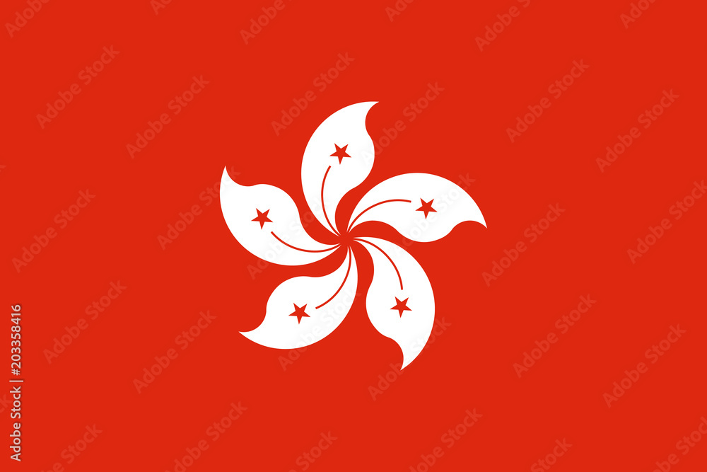 The Flag of Hong Kong. National symbol of the state. Vector illustration. - obrazy, fototapety, plakaty 