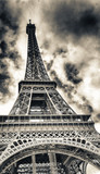 Fototapeta Miasta - Spectacular view of Tour Eiffel structure on a beautiful sunny day. Eiffel Tower under blue sky, Paris