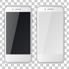 Wall Mural - Smart phones with black and blank screens isolated on transparent background.