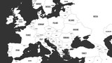 Fototapeta Mapy - Map of Europe without Scandinavian states. White vector map on dark grey background.