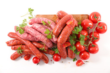 Poster - assorted raw sausage for barbecue