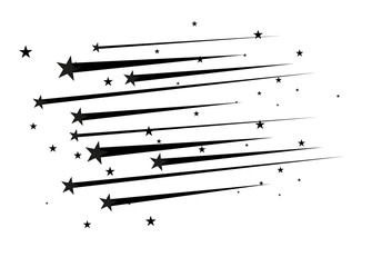 Wall Mural - abstract falling star vector - black shooting star with elegant star trail on white background - met