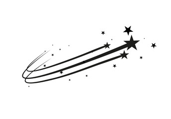 Wall Mural - abstract falling star vector - black shooting star with elegant star trail on white background - met