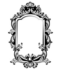 Vintage luxury mirror frame Vector. Baroque intricate ornament line arts