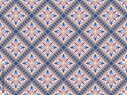 Decorative Ceramic Seamless Tiles, Colorful Mosaic Background Pattern - Repet...