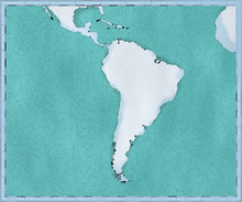 Cartina Del Sud America, Disegnata Illustrata Pennellate, Cartina Geografica, Fisica. Cartografia, Atlante Geografico