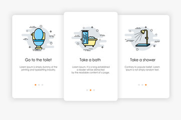 Wall Mural - Onboarding screens design in Body Cleanser concept. Modern and simplified vector illustration, Template for mobile apps.