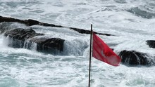 Rough Storm Sea Red Flag Anchor Background
