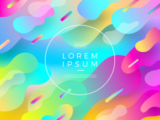 Canvas Print - Abstract vector multicolored background. Composition with fluid shape and round frame for text or message.