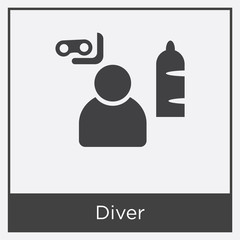Wall Mural - Diver icon isolated on white background