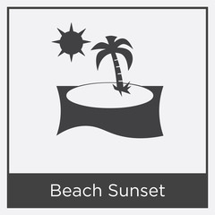 Wall Mural - Beach Sunset icon isolated on white background