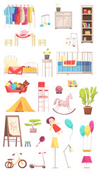 Poster - Children Room Interior Elements Set