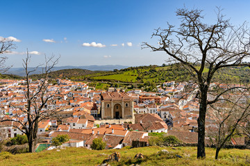 Canvas Print - High angle view of the village of Aracena in Huelva, Andalusia, Spain.