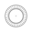 © svitlananiko - Circular Protractor. Protractor grid for measuring degrees. Tilt angle meter. Measuring tool. Measuring circle scale. Measuring round scale, Level indicator, circular meter AI10