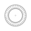 © svitlananiko - Circular Protractor. Protractor grid for measuring degrees. Tilt angle meter. Measuring tool. Measuring circle scale. Measuring round scale, Level indicator, circular meter AI10