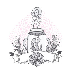 Wall Mural - Flowers in mason jar drawing design