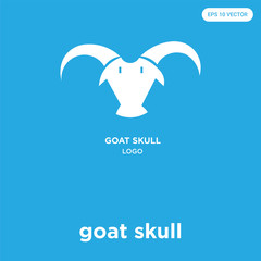 Wall Mural - goat skull icon isolated on blue background