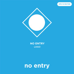 Poster - no entry icon isolated on blue background