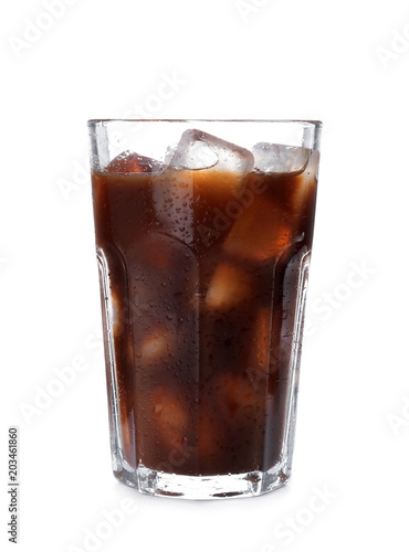 Fotomural Glass with cold brew coffee on white background