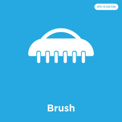 Sticker - Brush icon isolated on blue background