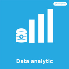 Wall Mural - Data analytic icon isolated on blue background