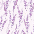 Lavender floral purple vector seamless pattern. Beautiful violet lavender retro background. Elegant fabric on light background Surface pattern design.