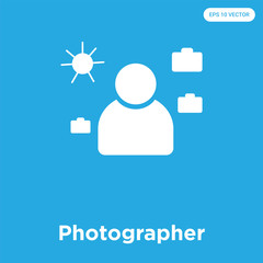 Poster - Photographer icon isolated on blue background