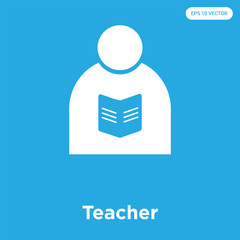 Wall Mural - Teacher icon isolated on blue background