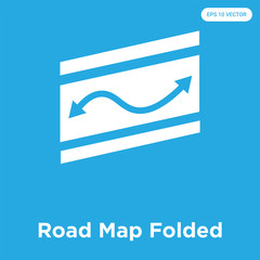 Poster - Road Map Folded icon isolated on blue background