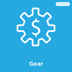 Wall Mural - Gear icon isolated on blue background