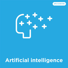 Wall Mural - Artificial intelligence icon isolated on blue background