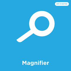 Wall Mural - Magnifier icon isolated on blue background