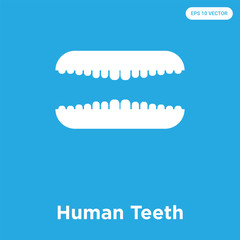 Wall Mural - Human Teeth icon isolated on blue background