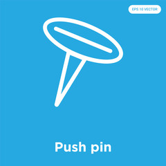 Wall Mural - Push pin icon isolated on blue background