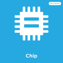 Wall Mural - Chip icon isolated on blue background