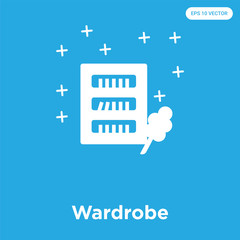 Wall Mural - Wardrobe icon isolated on blue background